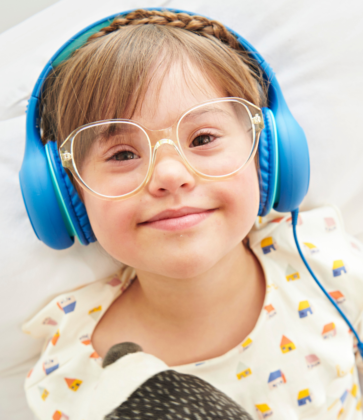 girl glasses music stuffed animal