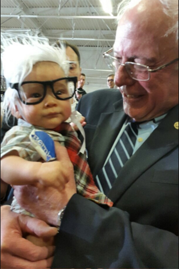 Bernie Sanders with baby Oliver