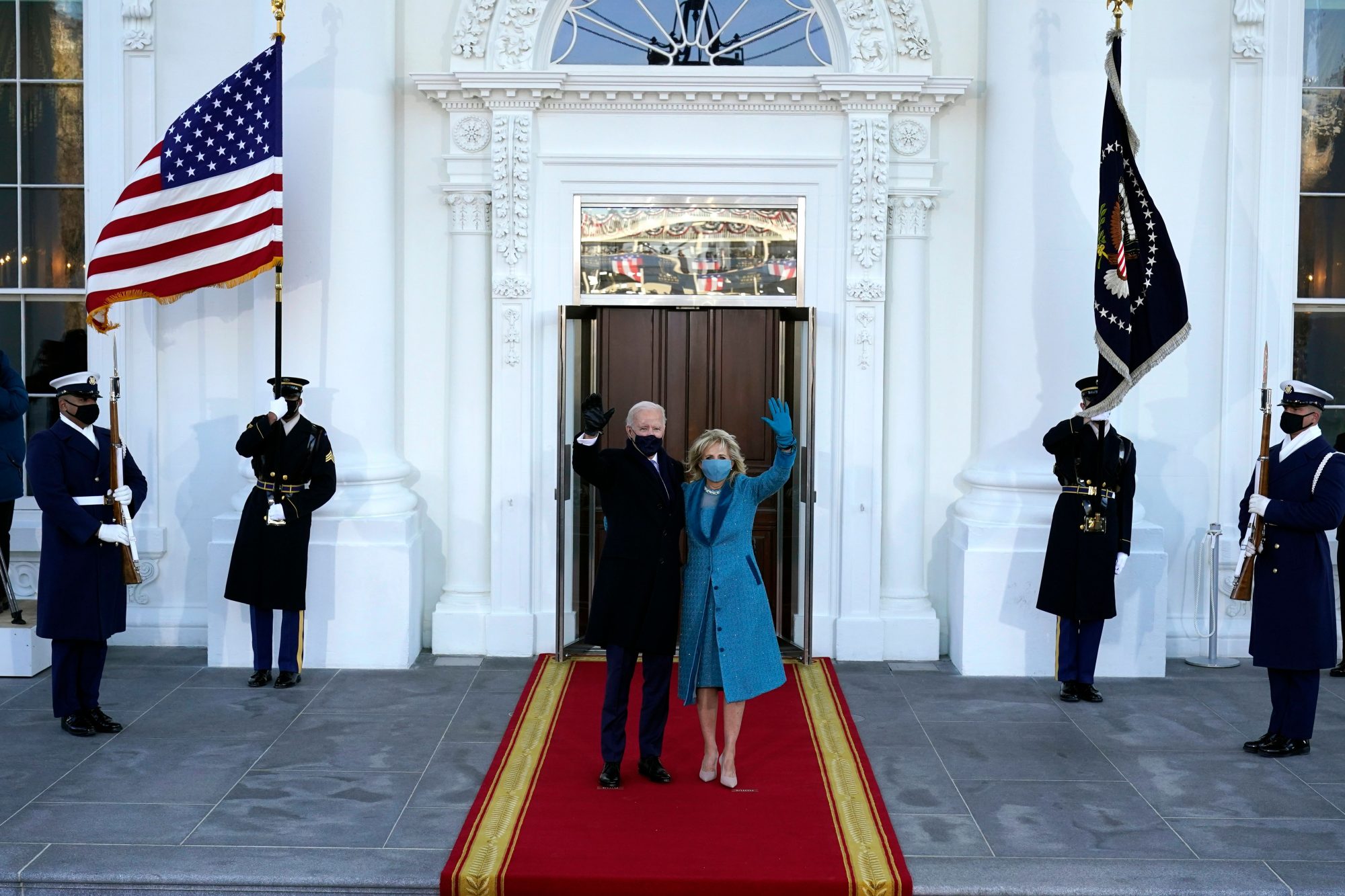 An images of President Joe Biden and First Lady Jill Biden at the 2021 inauguration.